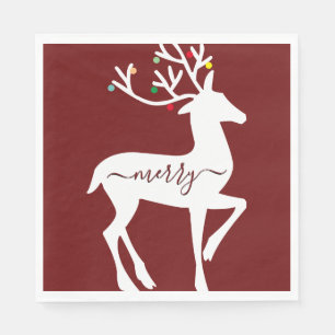 Serviette En Papier Christmas Reindeer Joyeux Bourgogne