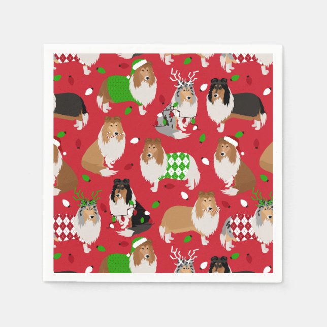 Serviette En Papier Christmas Rough Collie (Devant)