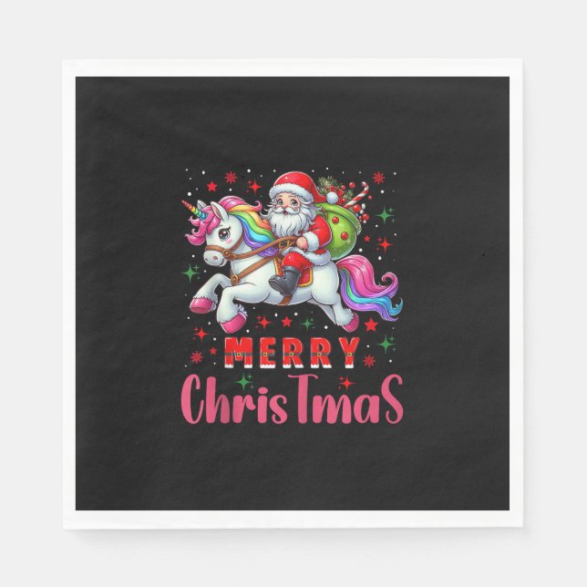 Serviette En Papier Christmas Santa Claus Riding a Unicorn Tank Top (Devant)