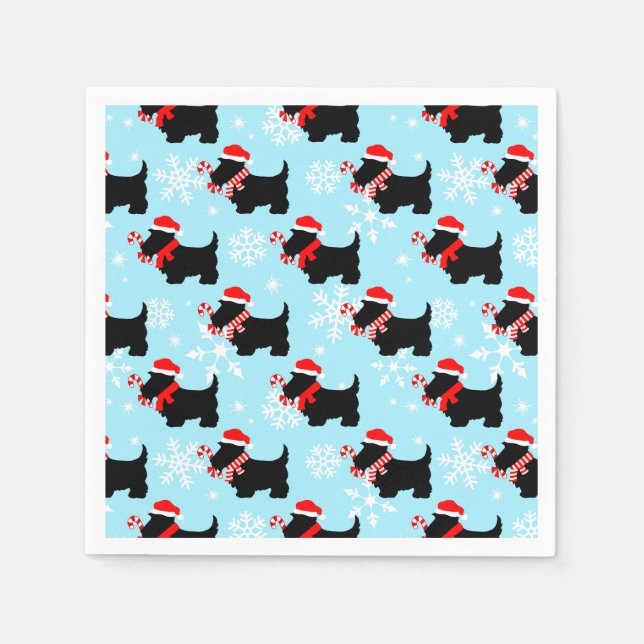 Serviette En Papier Christmas Scottie Dogs Pattern (Devant)