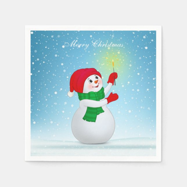 Serviette En Papier Christmas Snowman (Devant)