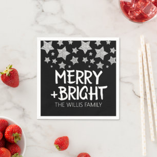 Serviette En Papier Christmas Sparkle Stars Joyeux Nom de famille
