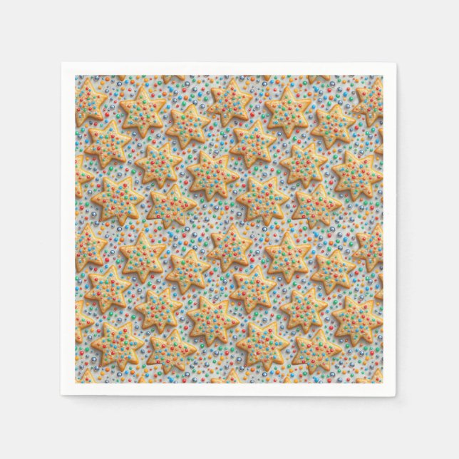 Serviette En Papier Christmas Star Sugar Cookies With Sprinkles (Devant)
