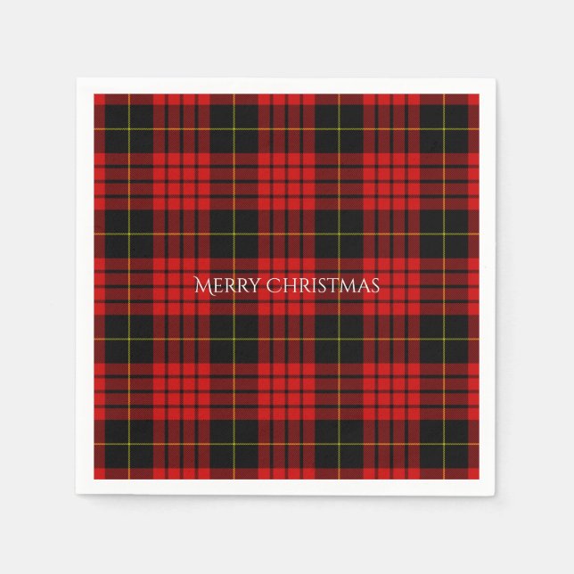Serviette En Papier Christmas Tartan Plaid Joyeux Noël (Devant)