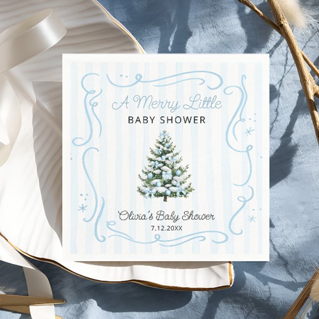 Serviette En Papier Christmas Tree Blue Winter Baby Shower (Créateur téléchargé)