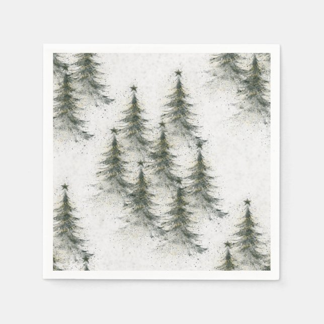 Serviette En Papier Christmas trees in the Woods (Devant)