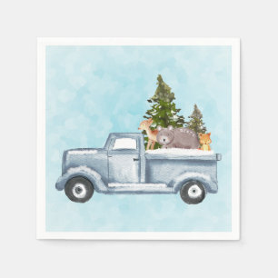 Serviette En Papier Christmas Truck Carrying Trees & Animals
