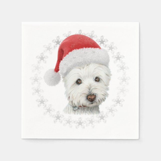 Serviette En Papier Christmas Westie Chien Art Napkin (Devant)