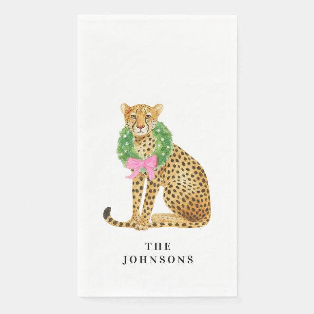 Serviette En Papier Christmas Wreath Leopard  (Devant)