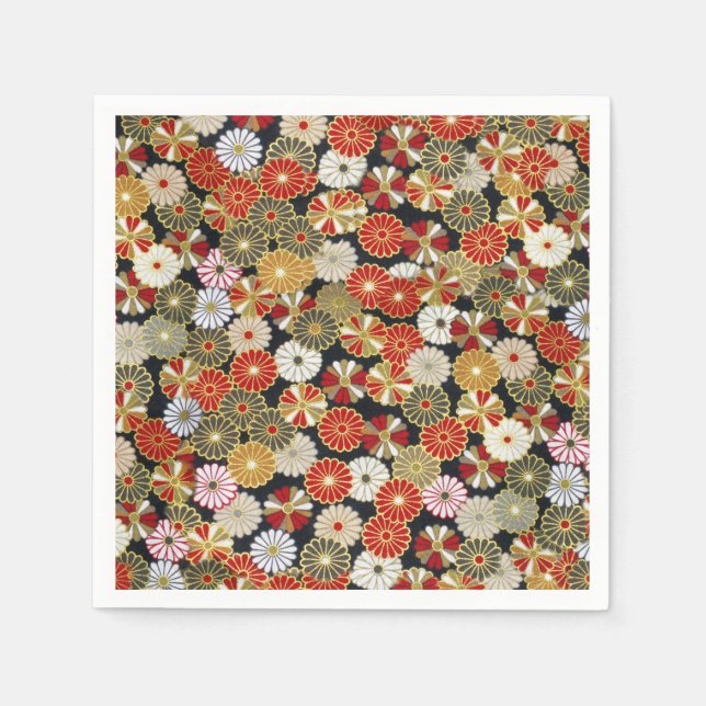 Serviette En Papier Chrysanthèmes en or (Devant)