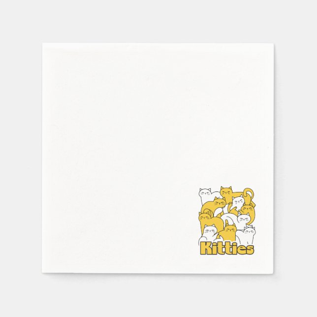 Serviette En Papier Chubby Kitties Design - Cat Art adorable (Devant)
