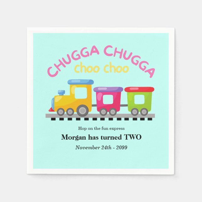 Serviette En Papier Chugga Choo Train Caricature à thème 2e anniversai (Devant)