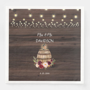 Serviette En Papier Chute Burgundy Vin Barrel Mariage Floral