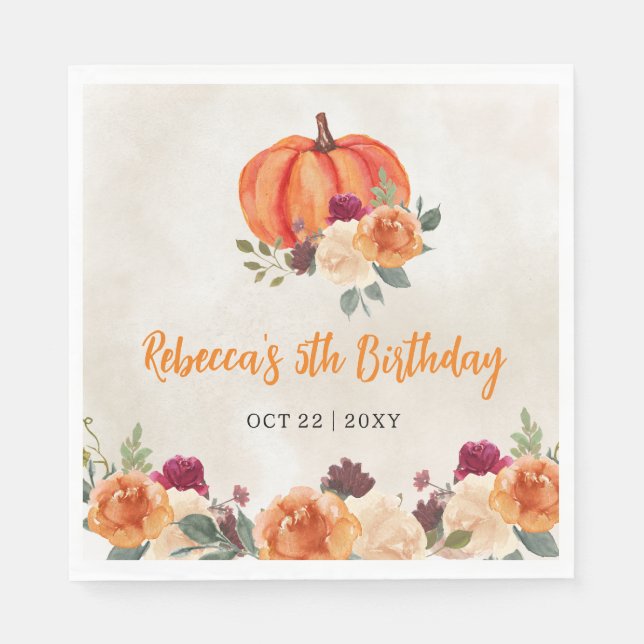 Serviette En Papier Chute Burnt Orange Citrouille Patch Anniversaire (Devant)