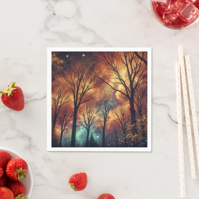 Serviette En Papier Chute Cosmologique Forêt Twilight Découpage Napkin (En situation)