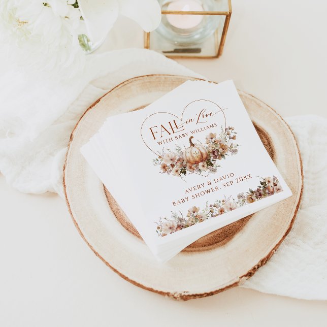 Serviette En Papier Chute d'amour Citrouille Fleur sauvage Baby shower (Créateur téléchargé)