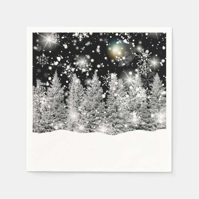 Serviette En Papier Chute de neige au solstice d'hiver  (Devant)
