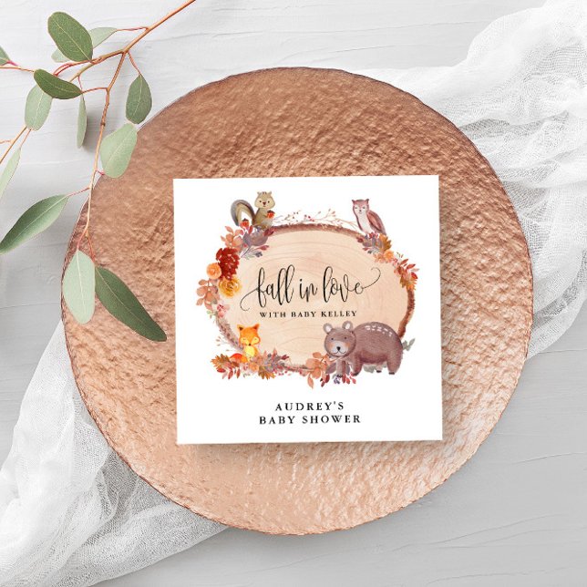 Serviette En Papier Chute en Amour Animaux des bois, Baby shower rusti (Beautiful napkins for your fall themed baby shower.)