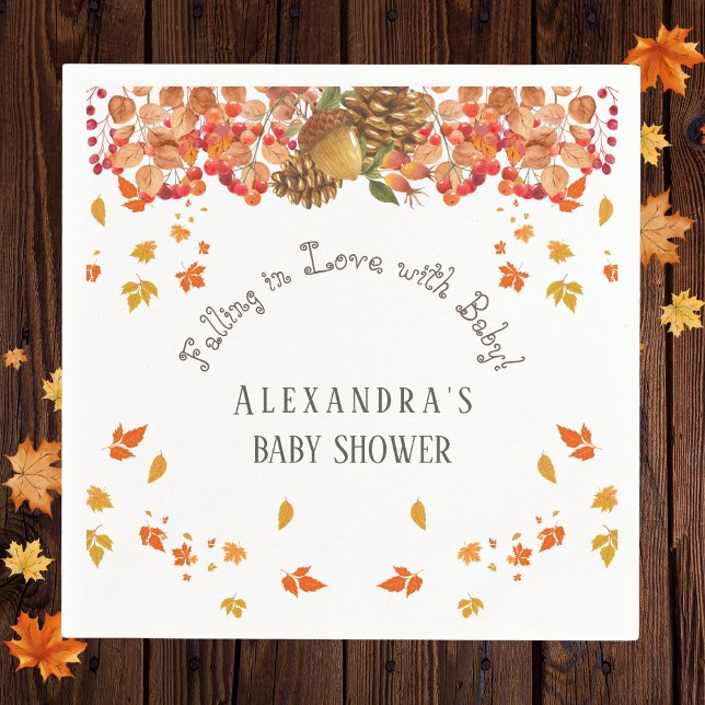 Serviette En Papier Chute en amour Baby shower d'automne fleuri (Créateur téléchargé)