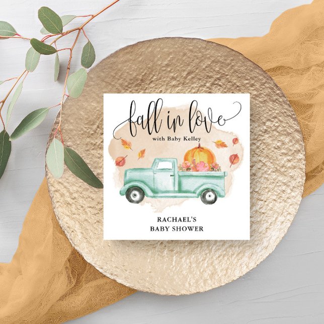 Serviette En Papier Chute en amour Citrouille Baby shower de camion de (Beautiful napkins for your fall themed baby shower.)