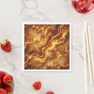 Serviette En Papier Chute Gold & Ambre Marbre Texture Découpage servie