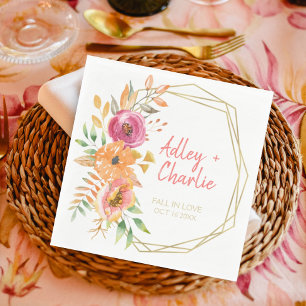 Serviette En Papier Chute moderne Floral Aquarelle Coral Magenta Douch