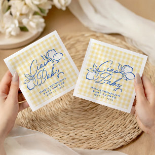 Serviette En Papier Ciao Baby Amalfi Citron Bleu et Jaune Baby Shower