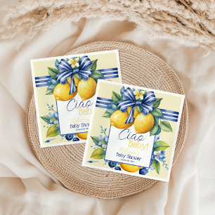 Serviette En Papier Ciao Baby Blue Bow Carrelage Citron Baby shower