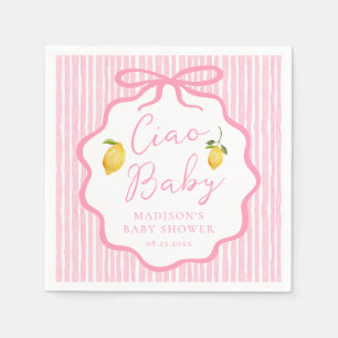 Serviette En Papier Ciao Baby Rose Fête de Naissance Italienne au Citr