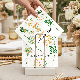 Serviette En Papier Ciao Baby Shower Pizza & Pâtes Italiennes Dessinée