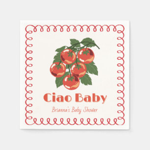 Serviette En Papier Ciao Baby Tomate Rouge Bébé Shower Italien Doodle