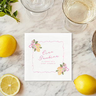 Serviette En Papier Ciao Bambina Fête Bébé Ruban Rose