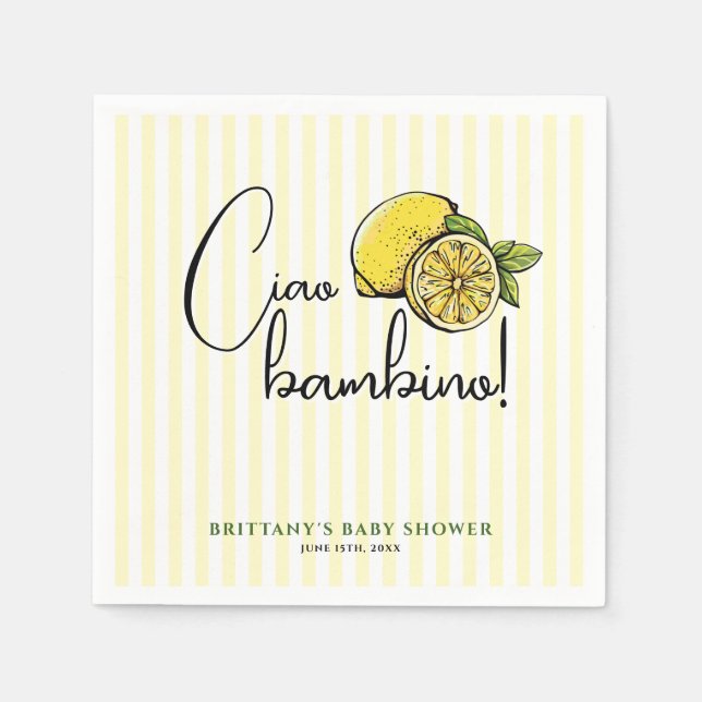 Serviette En Papier Ciao Bambino Lemon Baby shower d'été italien (Devant)