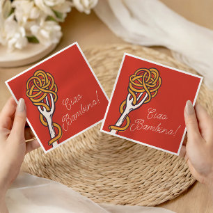 Serviette En Papier Ciao Bambino Pâtes Italiennes Baby Shower d'Été