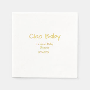 Serviette En Papier ciao bébé jaune or pastel nom date de la baby show