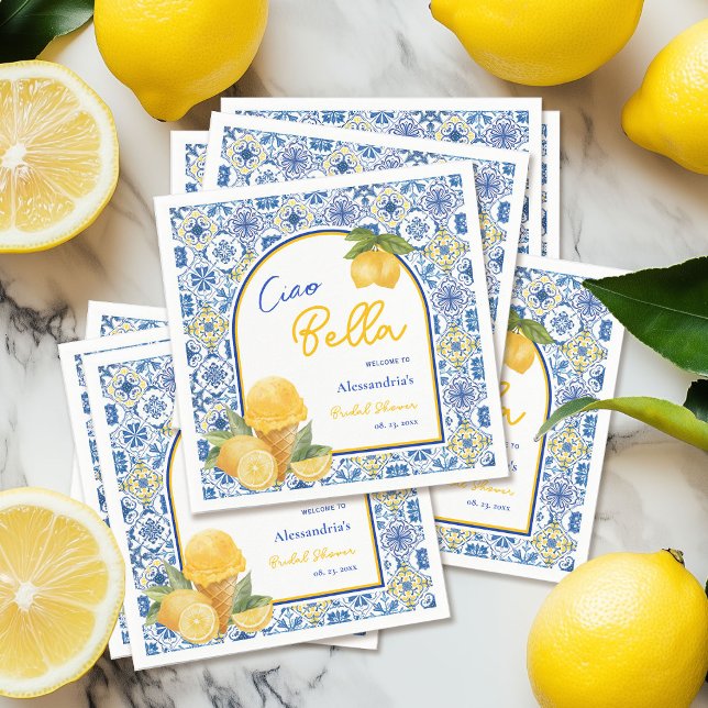 Serviette En Papier Ciao Bella Carrelage Italien Mariage Gelato Citron (Créateur téléchargé)