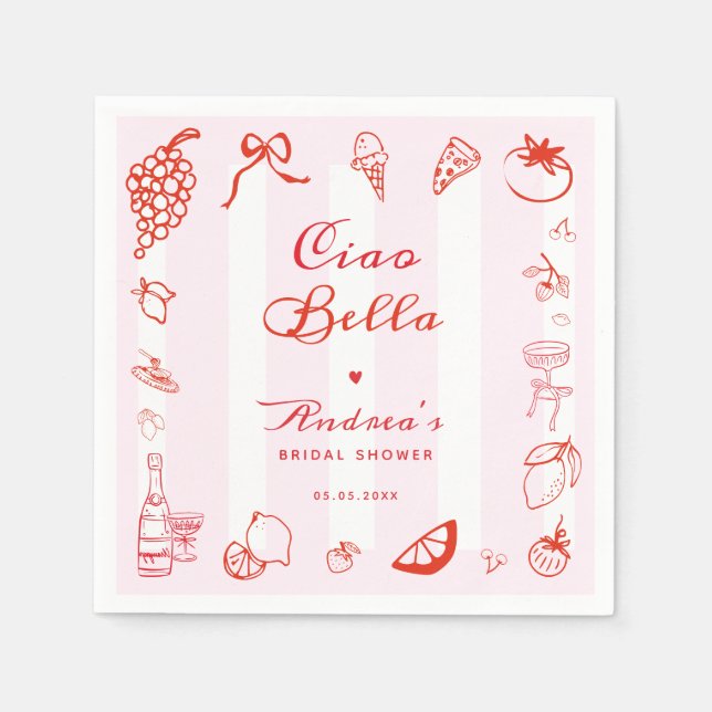 Serviette En Papier Ciao Bella Fête de Mariage Italienne au Citron Des (Devant)