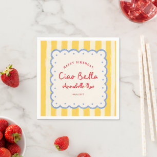 Serviette En Papier Ciao Bella Italien Stripe Anniversaire Nom Personn