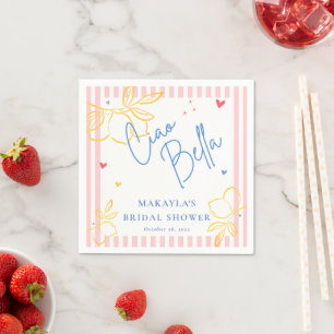 Serviette En Papier Ciao Bella mariage italien au citron dessiné à la