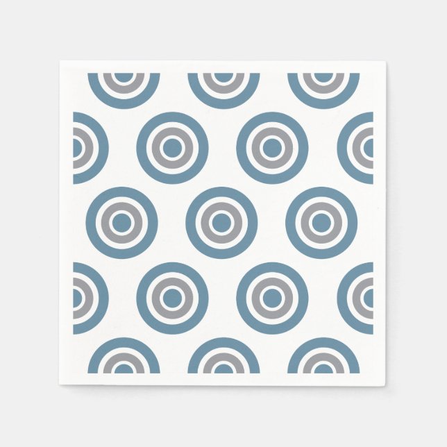 Serviette En Papier Cible Motif Bleu Gris Blanc Cocktail Napkins (Devant)