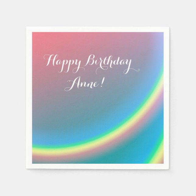 Serviette En Papier Ciel arc-en-ciel Joyeux Anniversaire Personnalisé  (Devant)