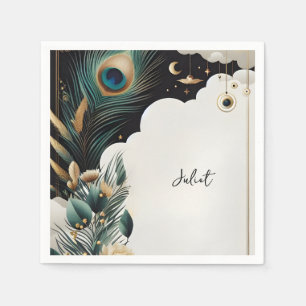 Serviette En Papier Ciel Asiatique Rustique Nuage Paon Baby Shower de 