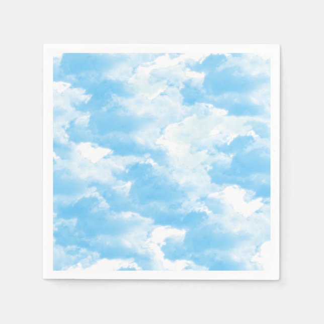Serviette En Papier Ciel bleu nuages (Devant)