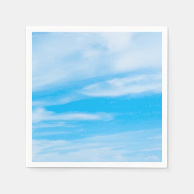 Serviette En Papier Ciel bleu nuages blancs Élégant Modèle moderne (Devant)