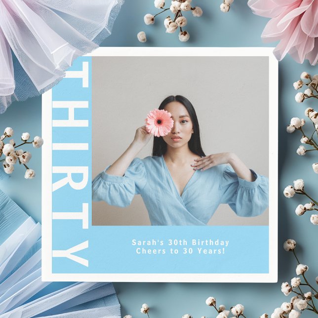 Serviette En Papier Ciel bleu personnalisé 30e anniversaire de fête Na (Créateur téléchargé)
