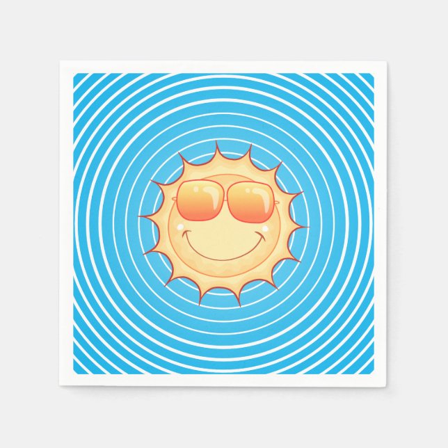 Serviette En Papier Ciel bleu Soleil souriant (Devant)