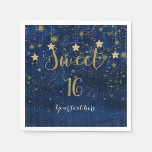 Serviette En Papier Ciel céleste étoilé bleu et or fête douce 16 ans