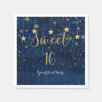 Ciel céleste étoilé bleu et or fête Sweet 16