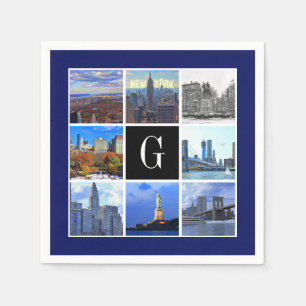 Serviette En Papier Ciel de New York City 8 Image Photo Collage