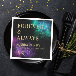 Serviette En Papier Ciel de nuit rose Turquoise Nebula Star Mariage